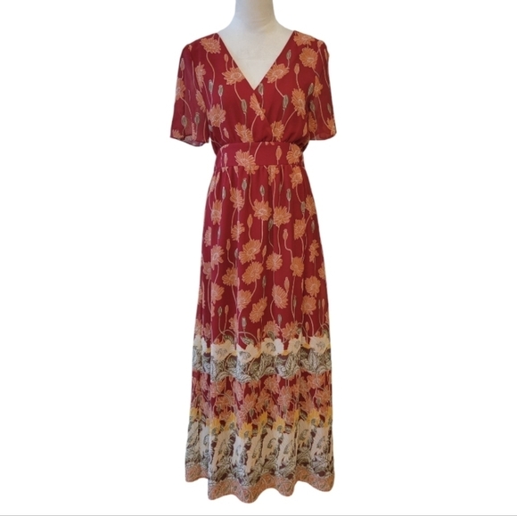 Madewell Tulip Sleeve "Tall Sunflower" Maxi Dress Size 2 - Picture 3 of 7